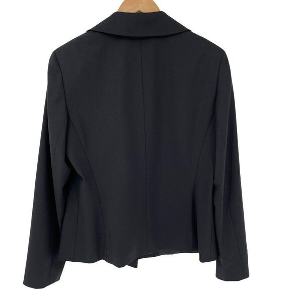 Lafayette 148 Virgin Wool Wrap Front Blazer Black Women Size 10 - Picture 2 of 6